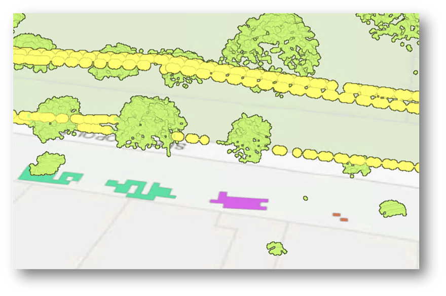 Figure 6: Encroachment sites created using the intersection of vegetation and distribution wires raster