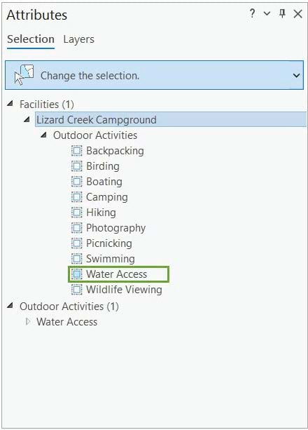 Water access acitivity selection