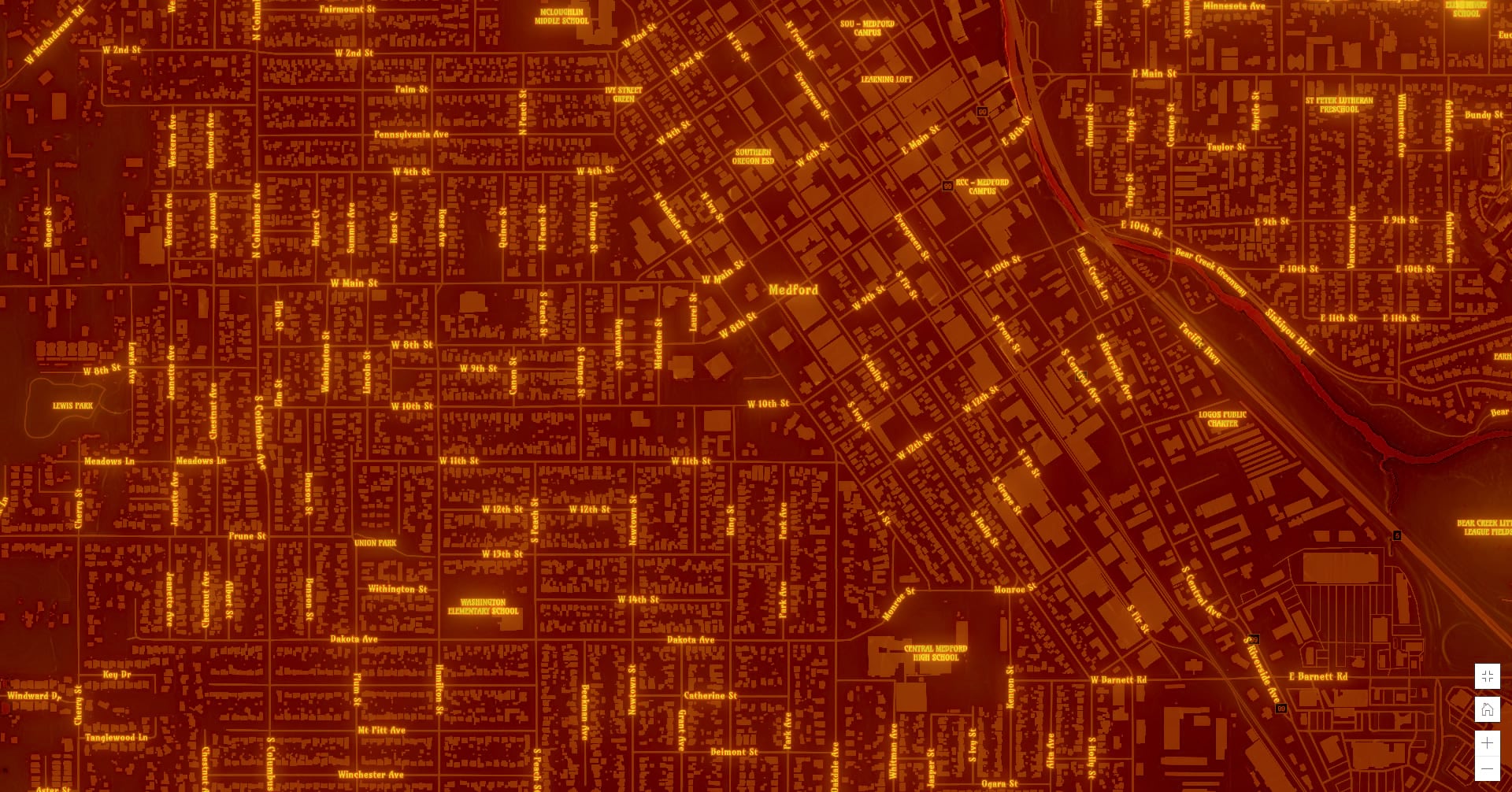 Inferno basemap at a local scale Inferno basemap at a local scale