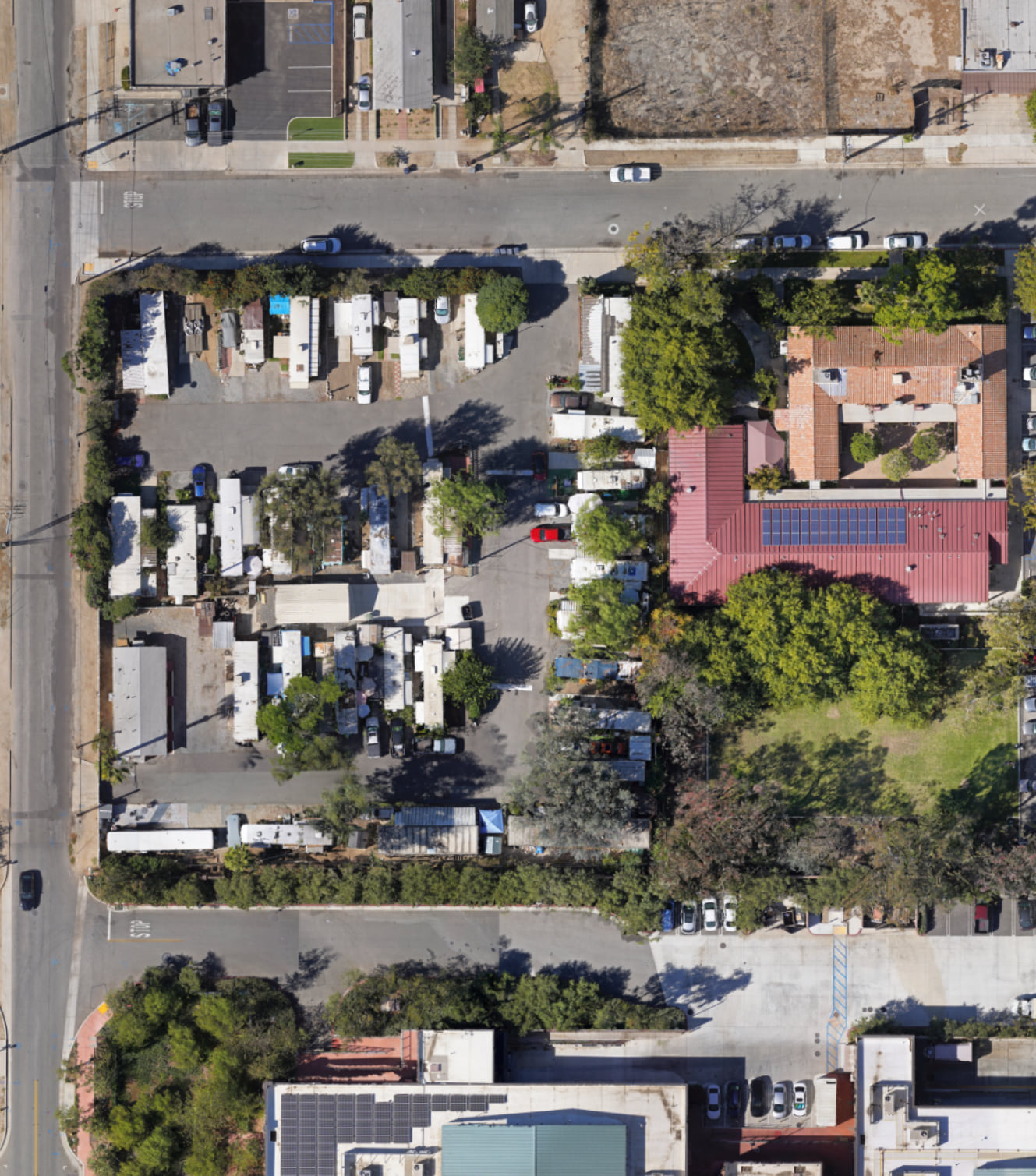 Drone shot of building showing true ortho