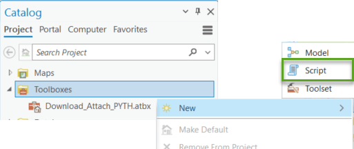 Create new script tool from Catalog pane