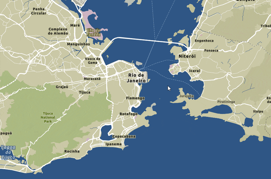 Animation to demonstrate the transition from map to imagery through multiple zoom levels.