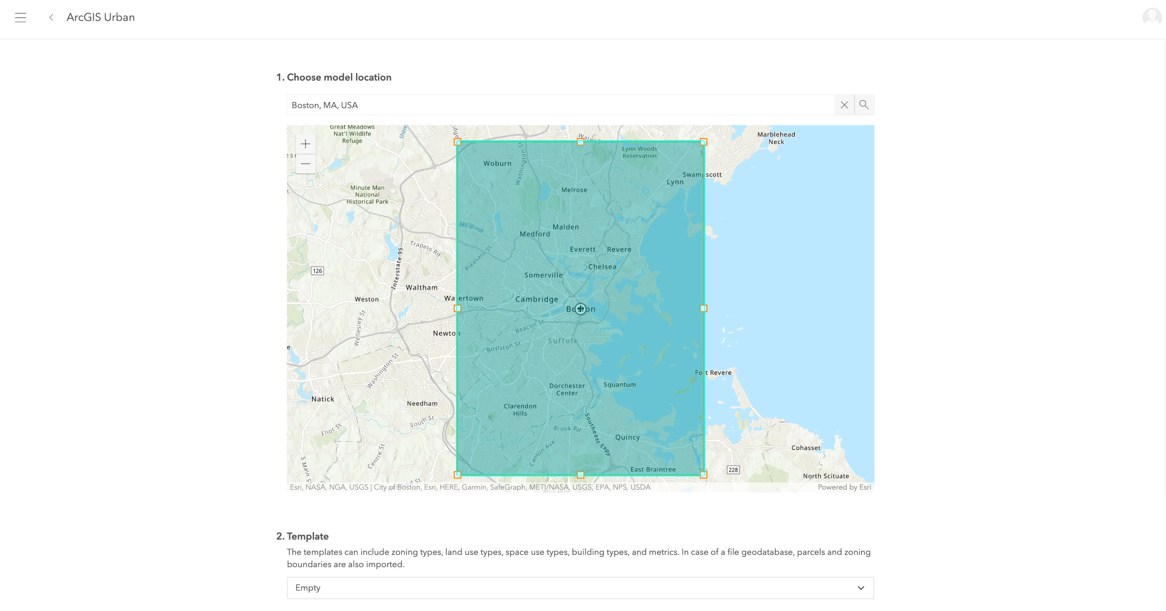 The boundary placed around the location of your choice.