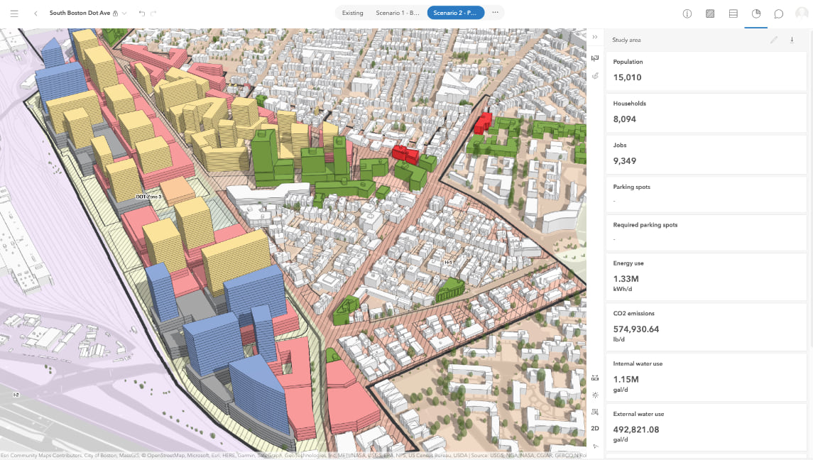 Proposed development and a dashboard of related metrics.