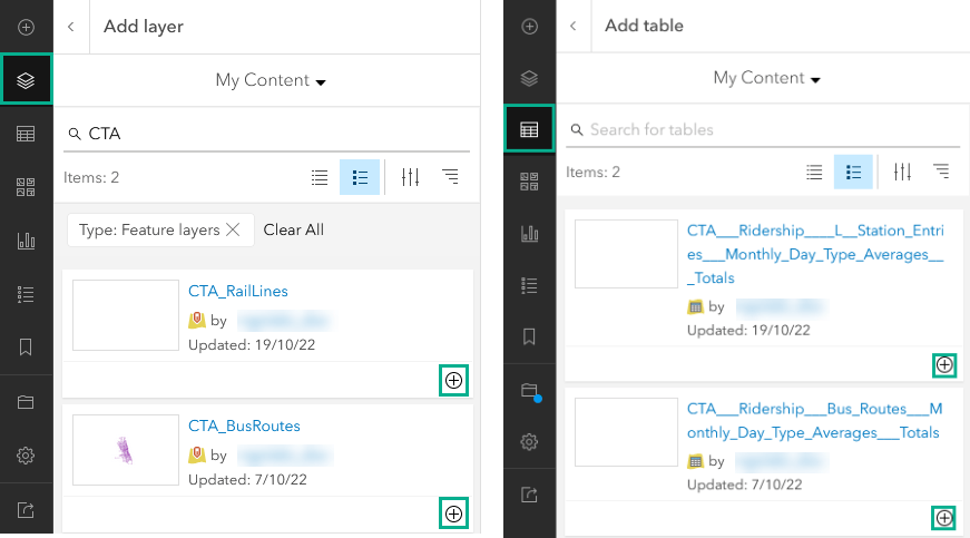 add layers and tables to map