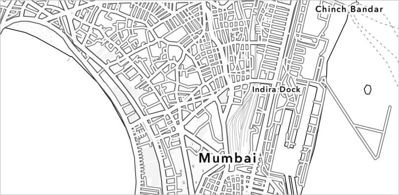 Coloring book map of Mumbai