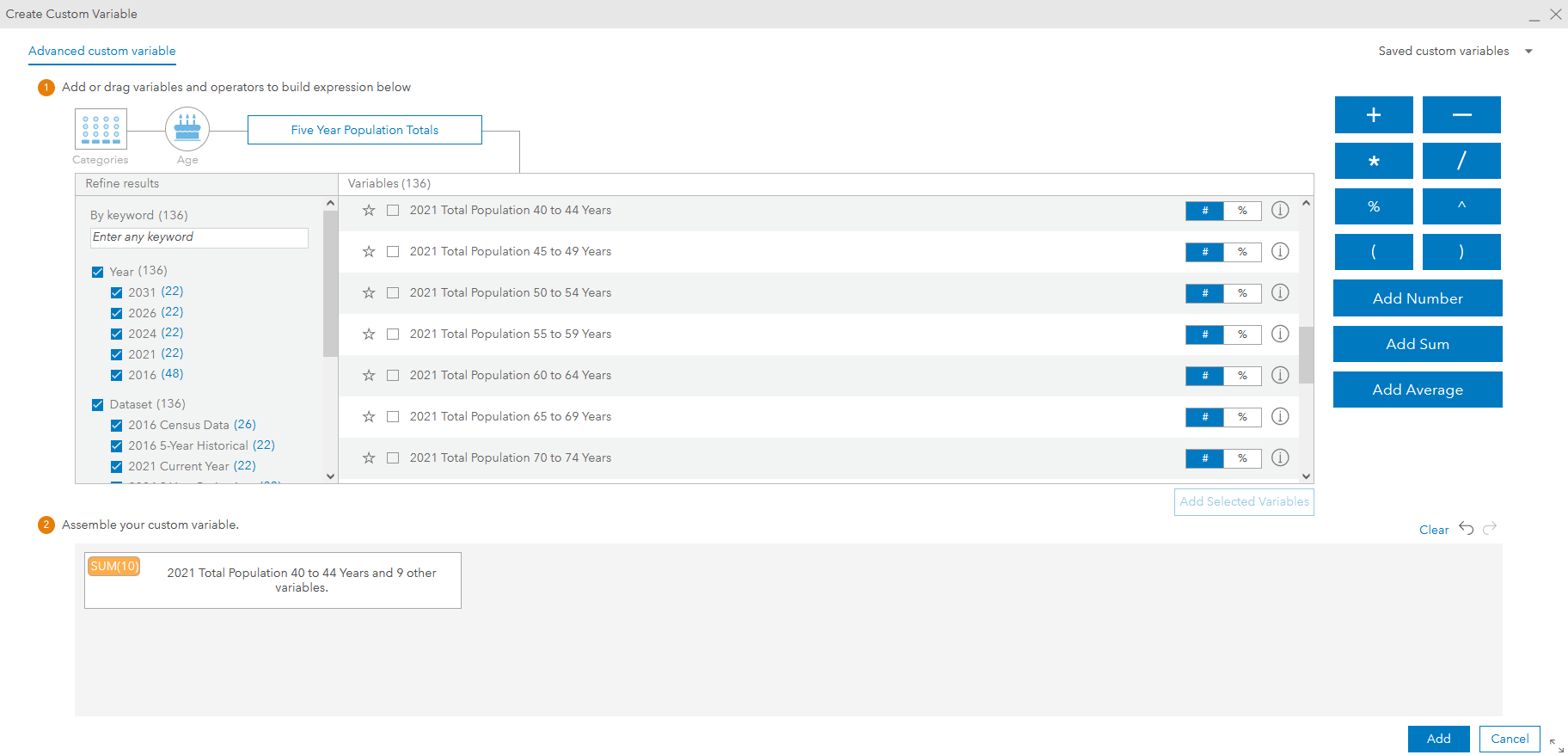 custom variable window