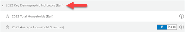 Esri Updated Demographics variable in data browser