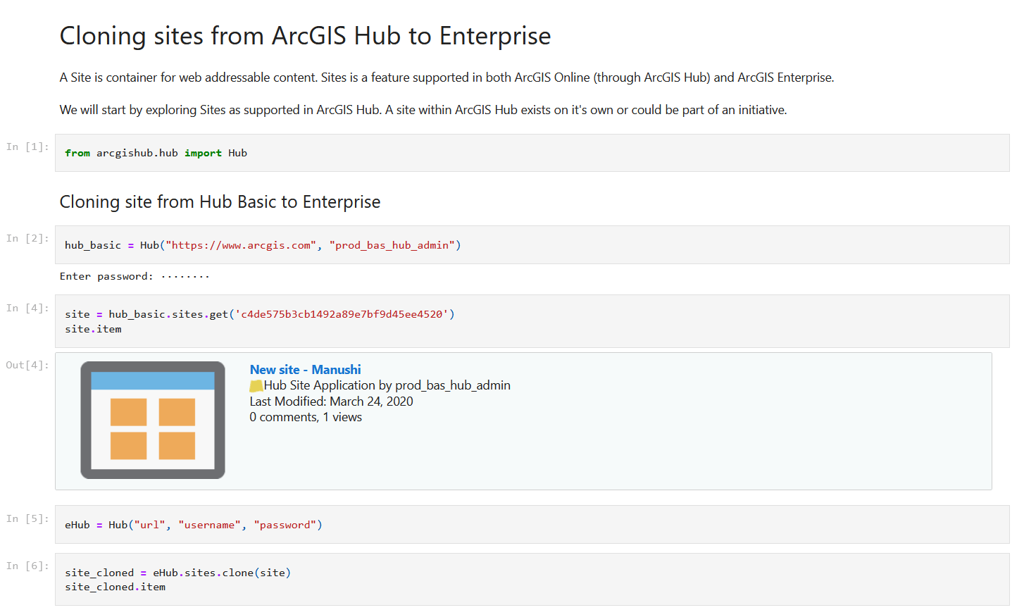 Screenshot of hub-py function to clone site, learning resources. Screenshot of hub-py function to clone site, learning resources.