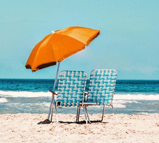 Chairs and umbrella on a beach