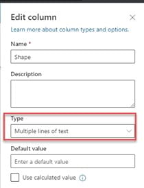 The column type for the Esri JSON