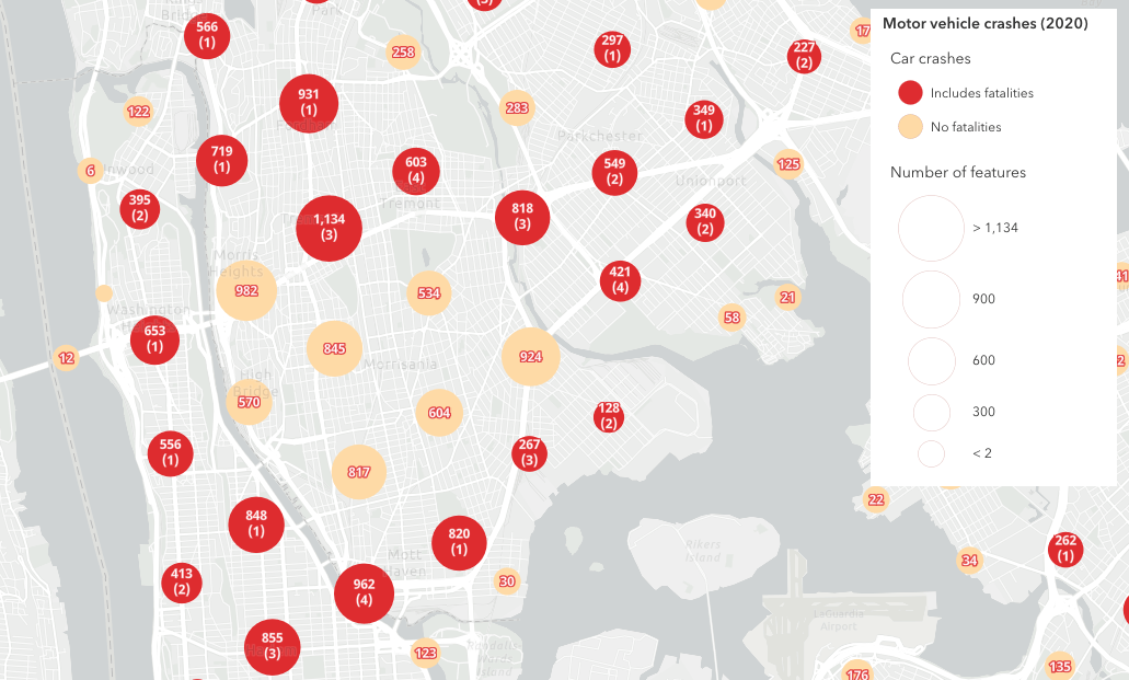 Vehicle crashes in New York City (2020) clustered.