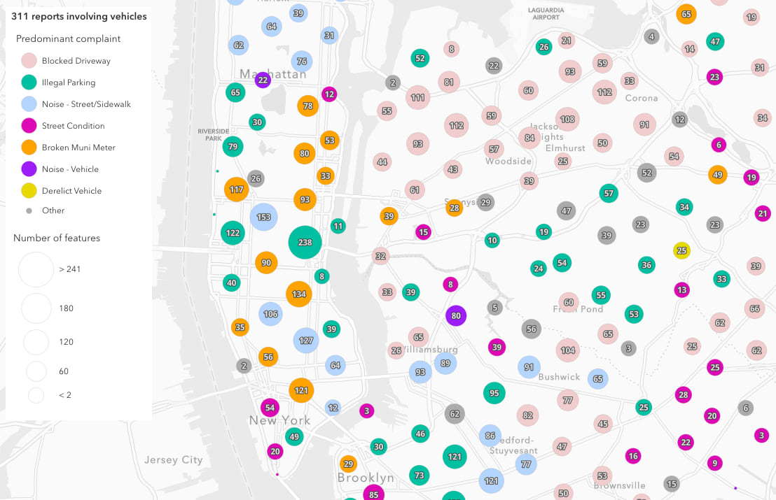 311 calls clustered in New York City.