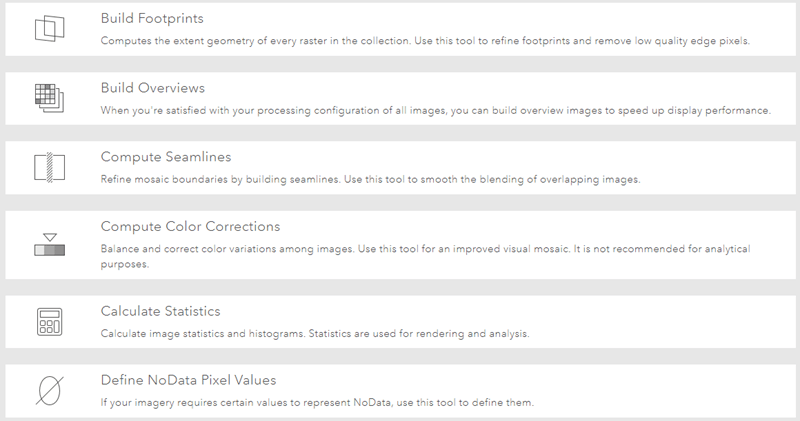 Image management options for dynamic imagery layers.