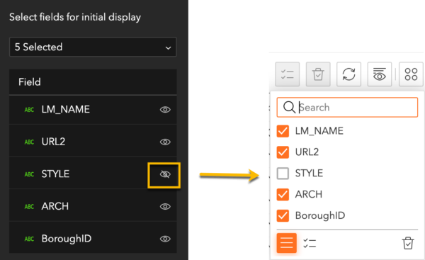 Turn off visibility of selected fields by default