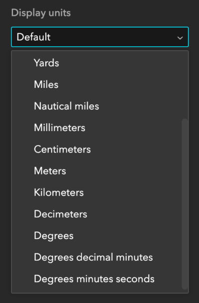 Display units option