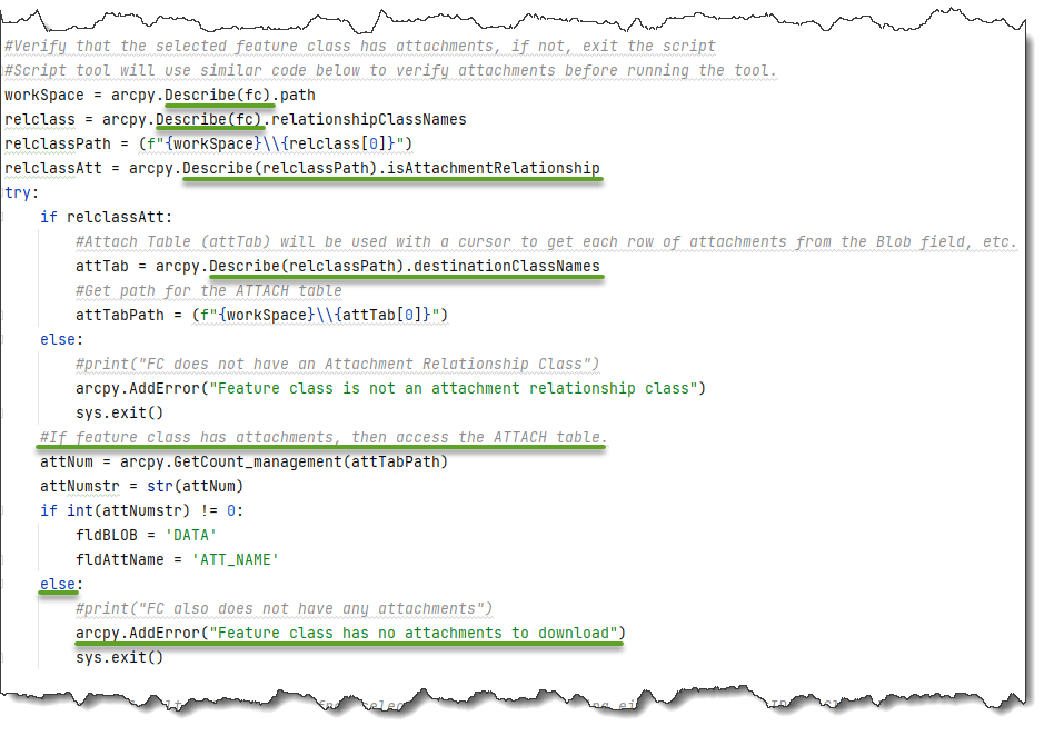 Static code showing use of Describe function.