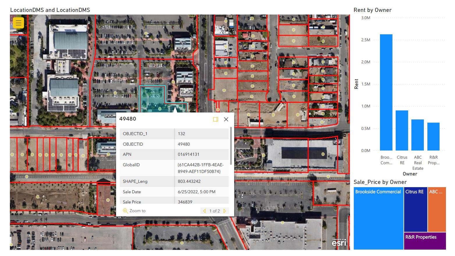 Drone data adds context to Power BI dashboard with pop ups.