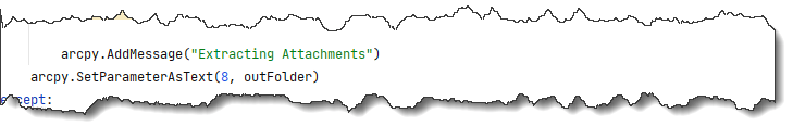 Sample code snippet showing the SetParameterAsText function for using the tool in ModelBuilder.