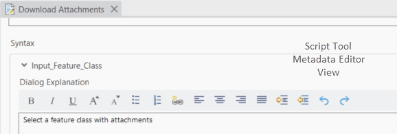 Script Tool Metadata Editor View