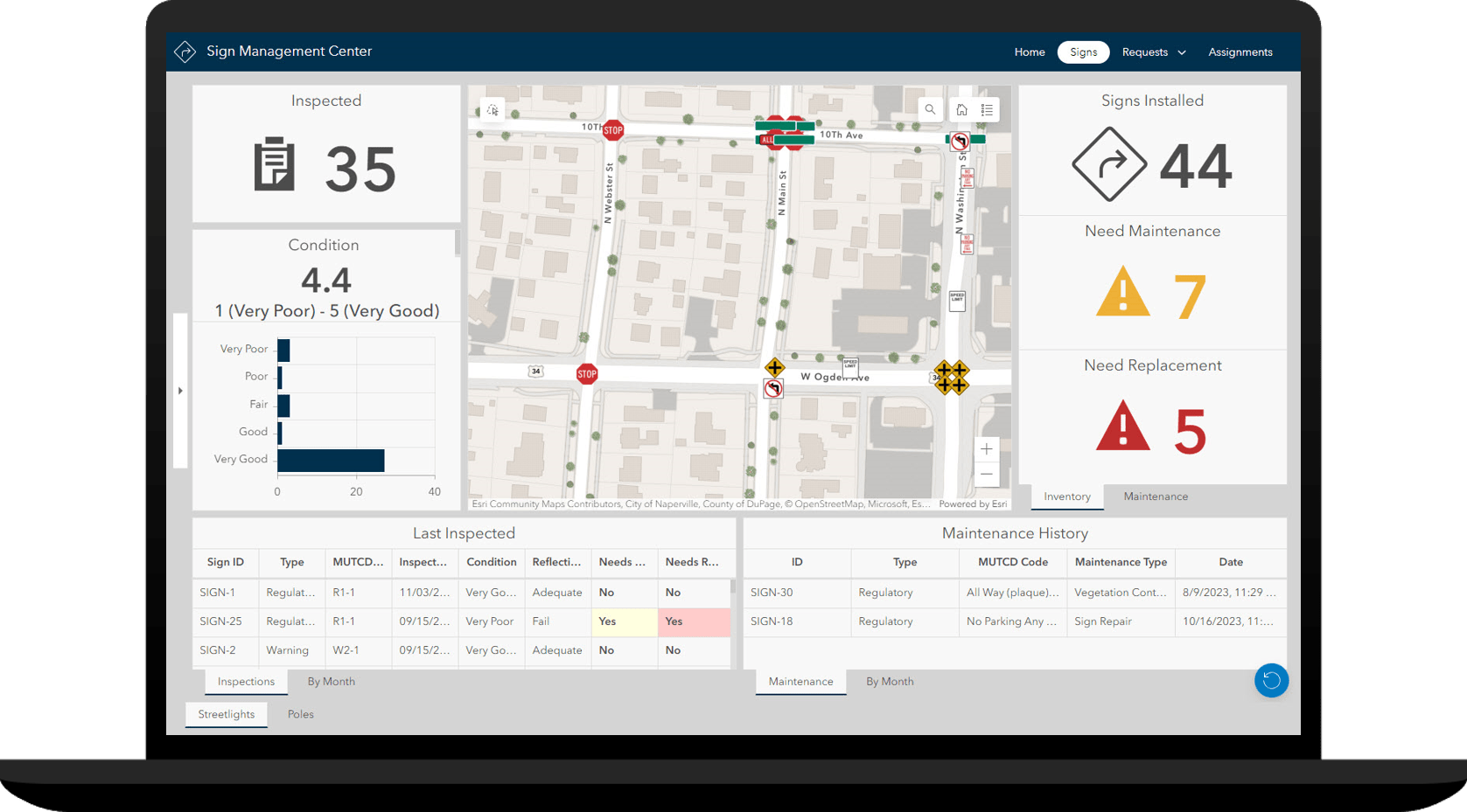 Signs tab of Sign Management Center app. Signs tab of Sign Management Center app.