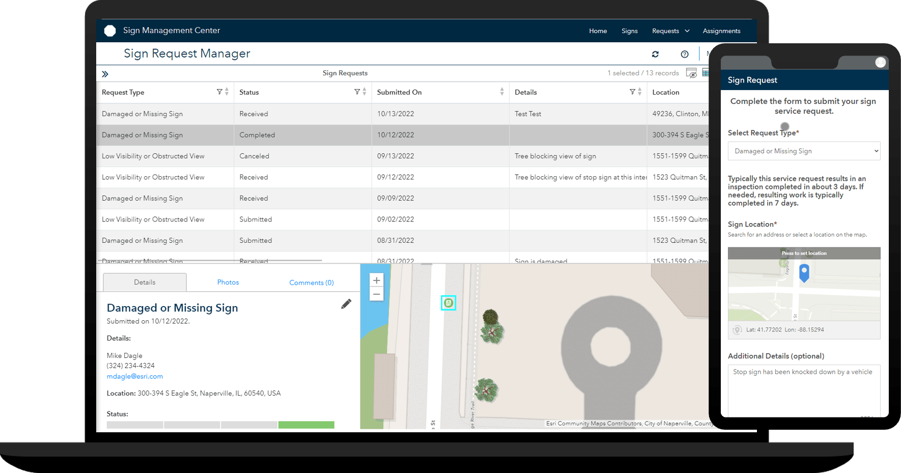 Requests - Manage tab of Sign Management Center Requests - Manage tab of Sign Management Center