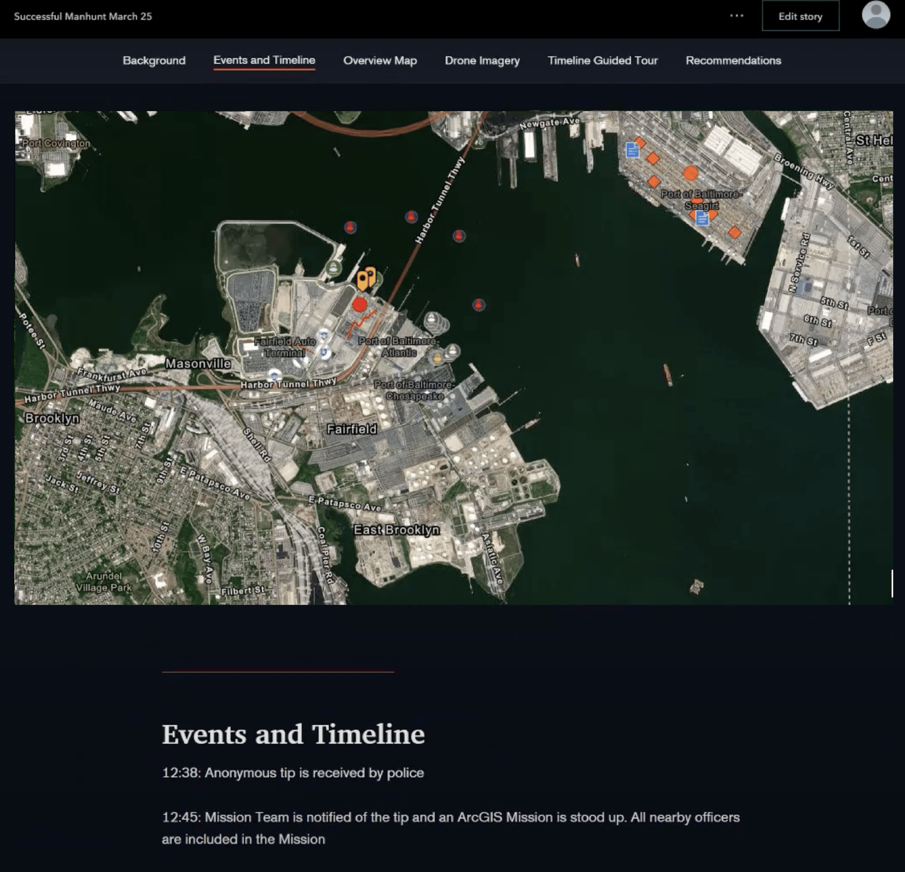 webpage with a map of a cargo port followed by operational details. webpage with a map of a cargo port followed by operational details.