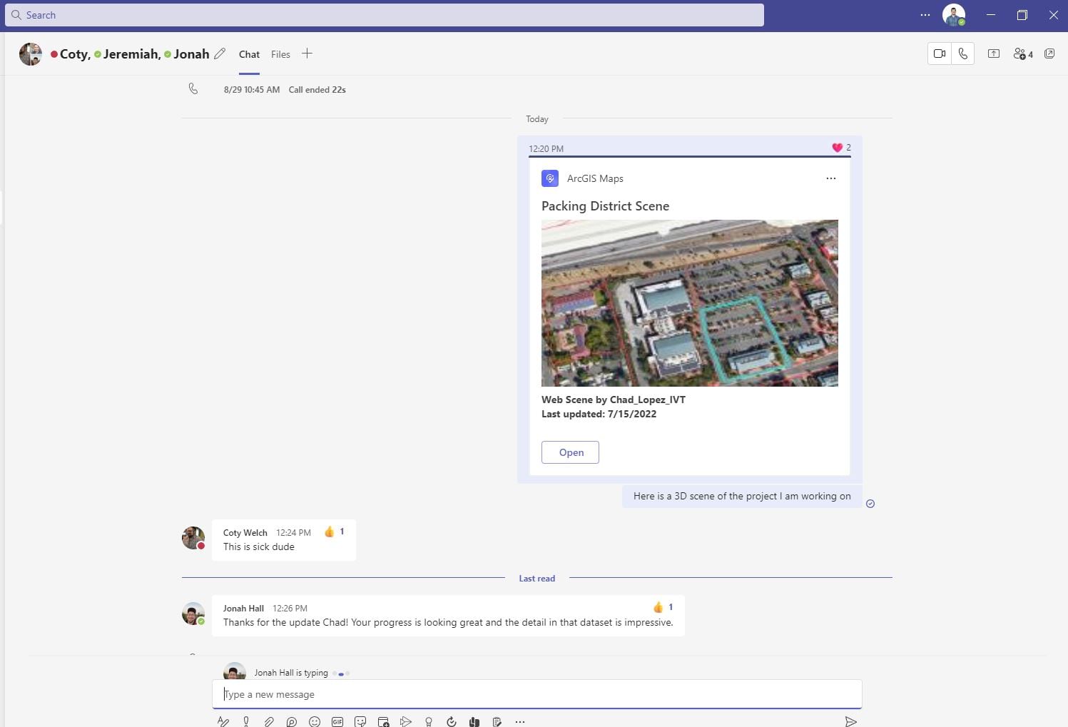 Image of Teams conversation with shared 3D Scene Image of Teams conversation with shared 3D Scene