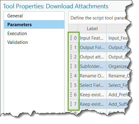 Tool Properties Parameters highlighting each parameters tool index number.