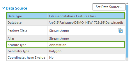 Layer Properties page for an annotation layer