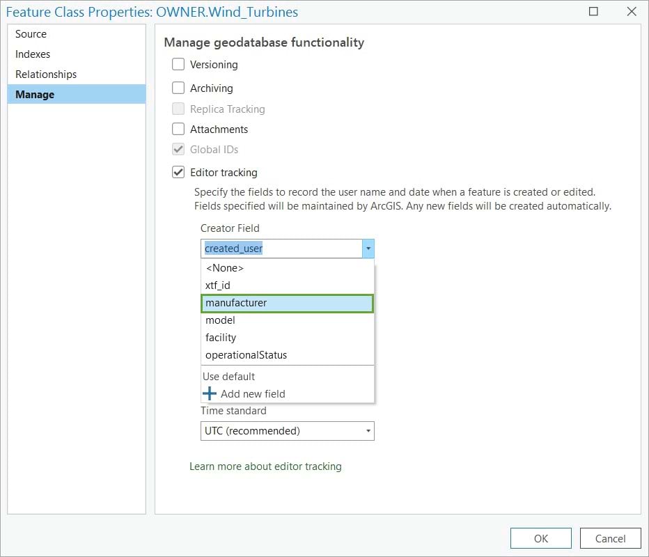 Select the Manufacturer field as the Creator field