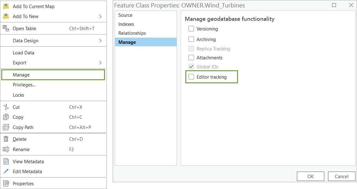 Editor tracking on the Manage tab Editor tracking on the Manage tab