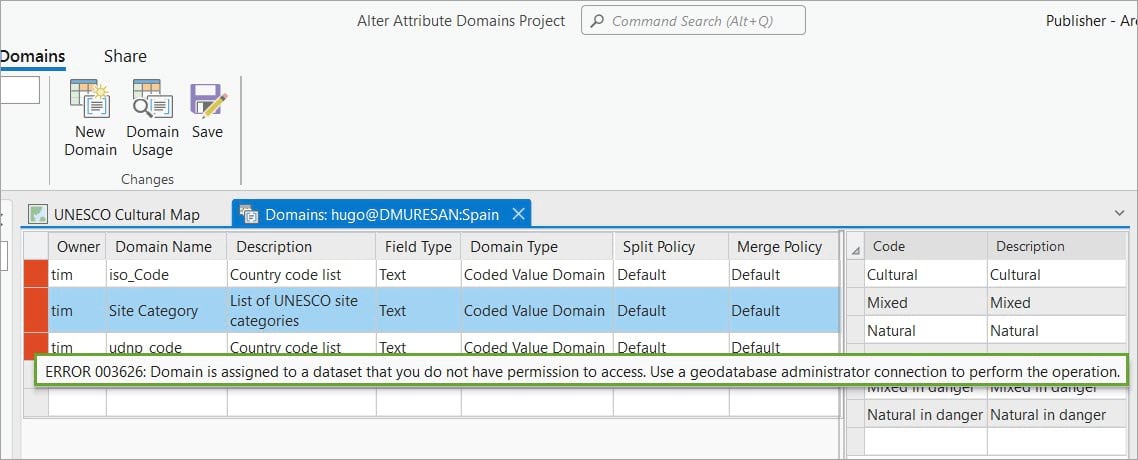 Hugo cannot change ownership to the attibute domains