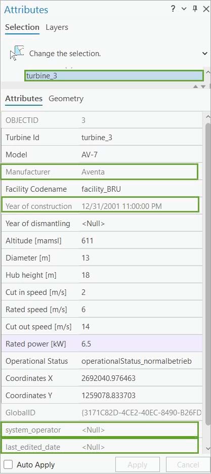 Wind Turbine 3 attributes Wind Turbine 3 attributes