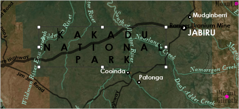 Kakadu National Park label with wide letter spacing