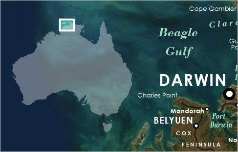 Locator map of Australia to the left of Darwin on the layout