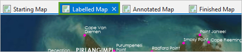 Labelled Map tab along the top of the map view Labelled Map tab along the top of the map view