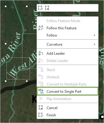 Convert to Single Part in the Annotation editing context menu Convert to Single Part in the Annotation editing context menu
