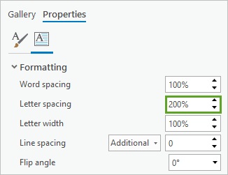 Letter spacing set to 200% Letter spacing set to 200%