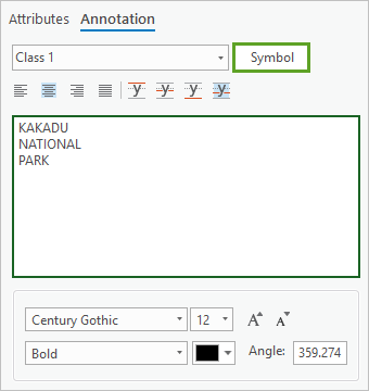 Symbol button on the Annotation Attributes pane
