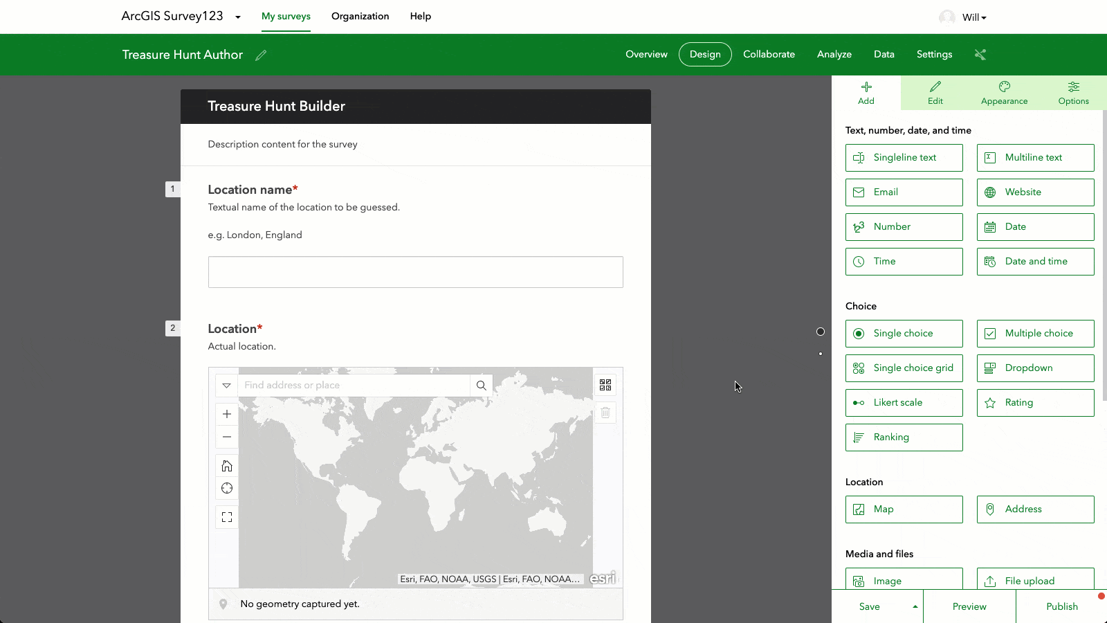 An animated GIF demonstrating how to publish an ArcGIS Survey123 form