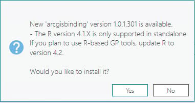 Installation message for arcgisbinding 301