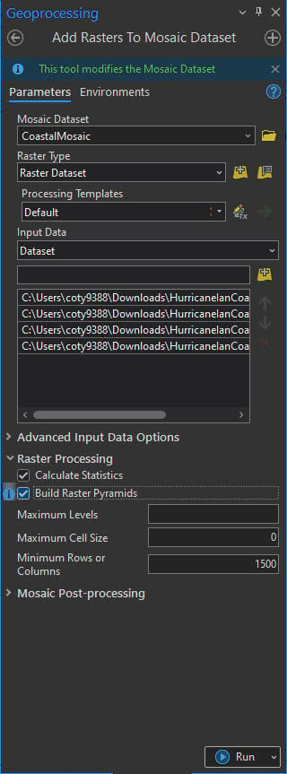 Add Rasters to Mosaic Dataset menu.