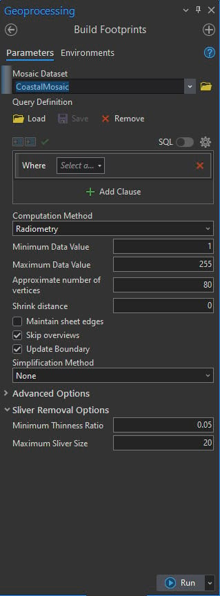 Build Footprints menu.