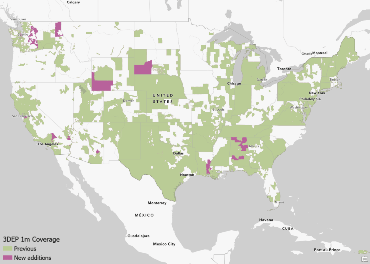 USGS 3DEP 1m coverage USGS 3DEP 1m coverage