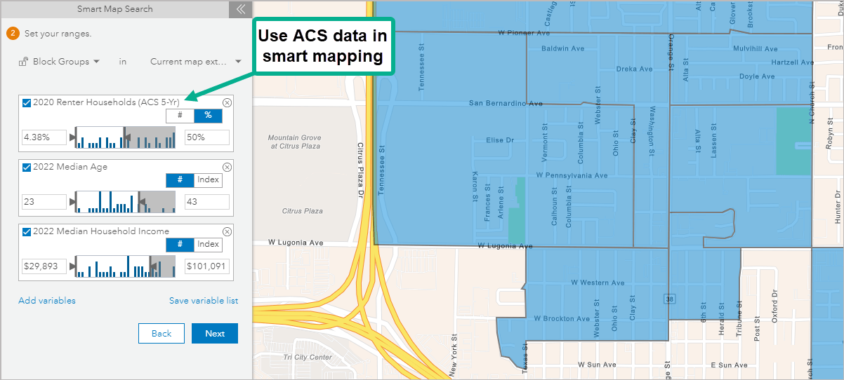 ACS data in smart mapping