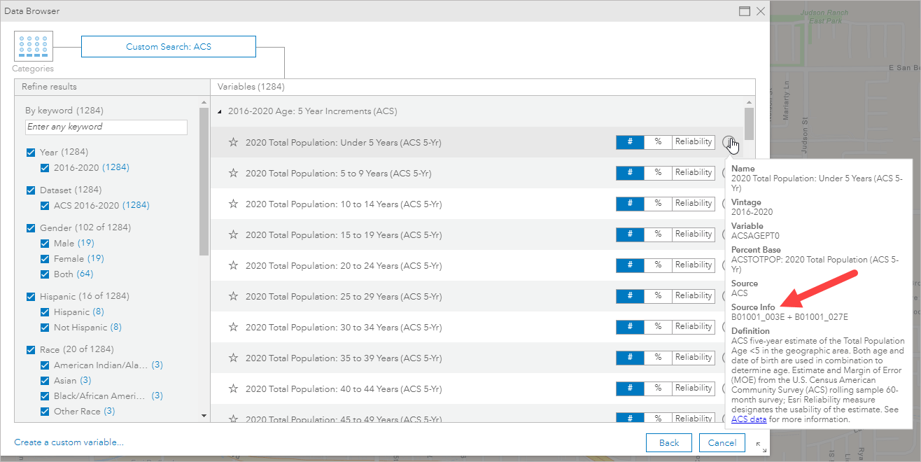 ACS variable metadata in data browser ACS variable metadata in data browser