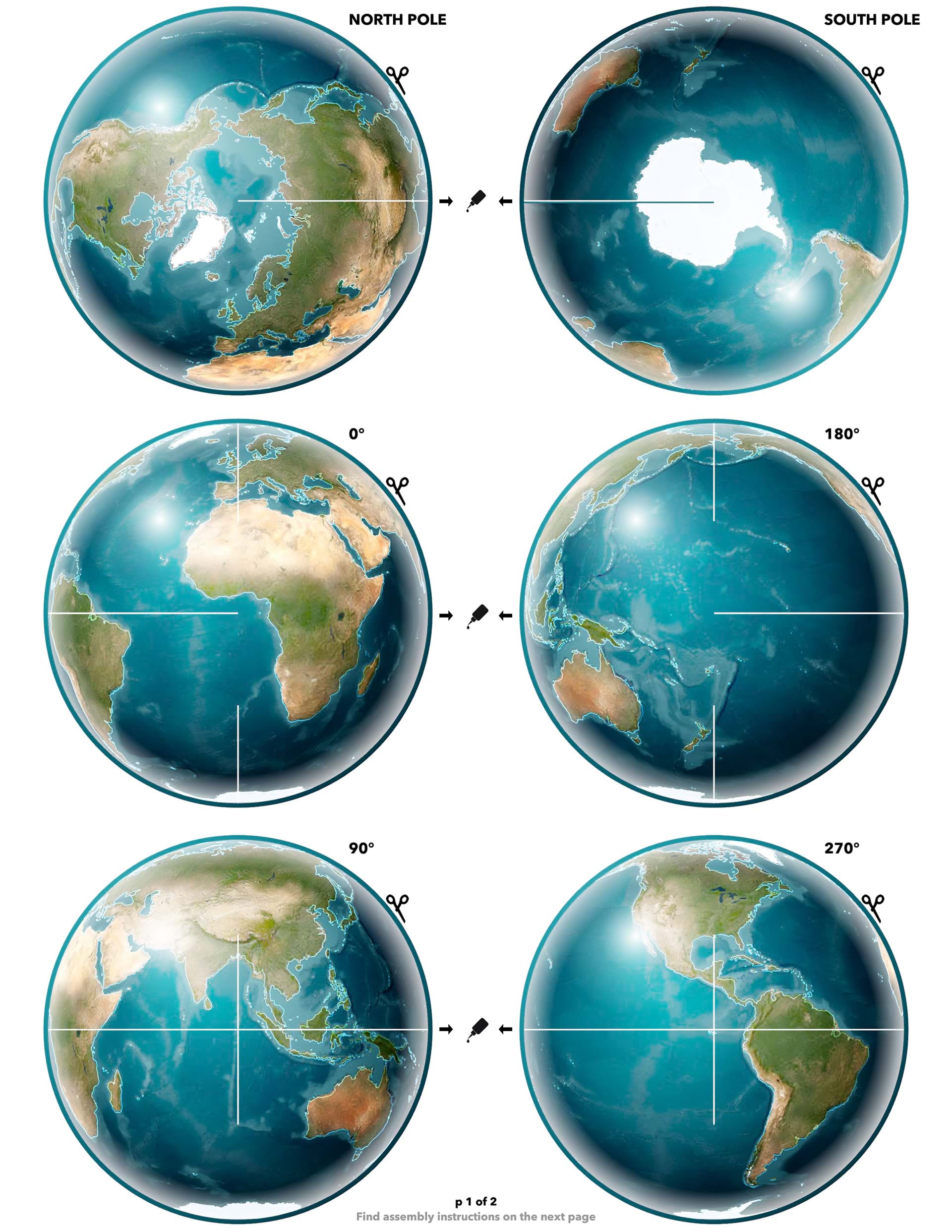 click to open a full resolution version of this globe ornament template, and print it out.