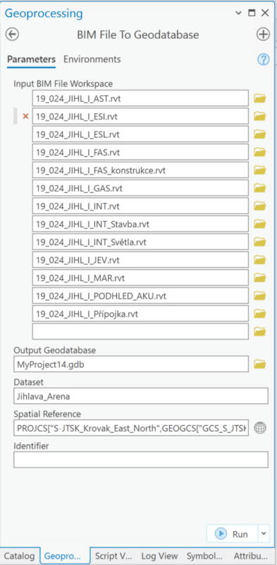 BIM File to Geodatabase Geoprocessing Tool Populated