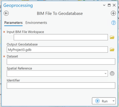 BIM File to Geodatabase Geoprocessing Tool